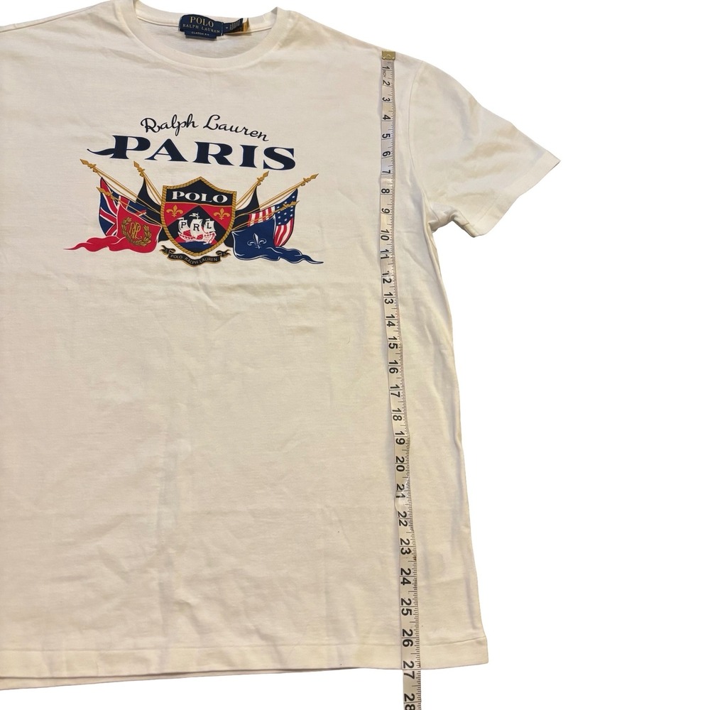 Polo Ralph Lauren Mens Paris Flag Crest Graphic T-Shirt White Classic Fit M - Picture 9 of 9